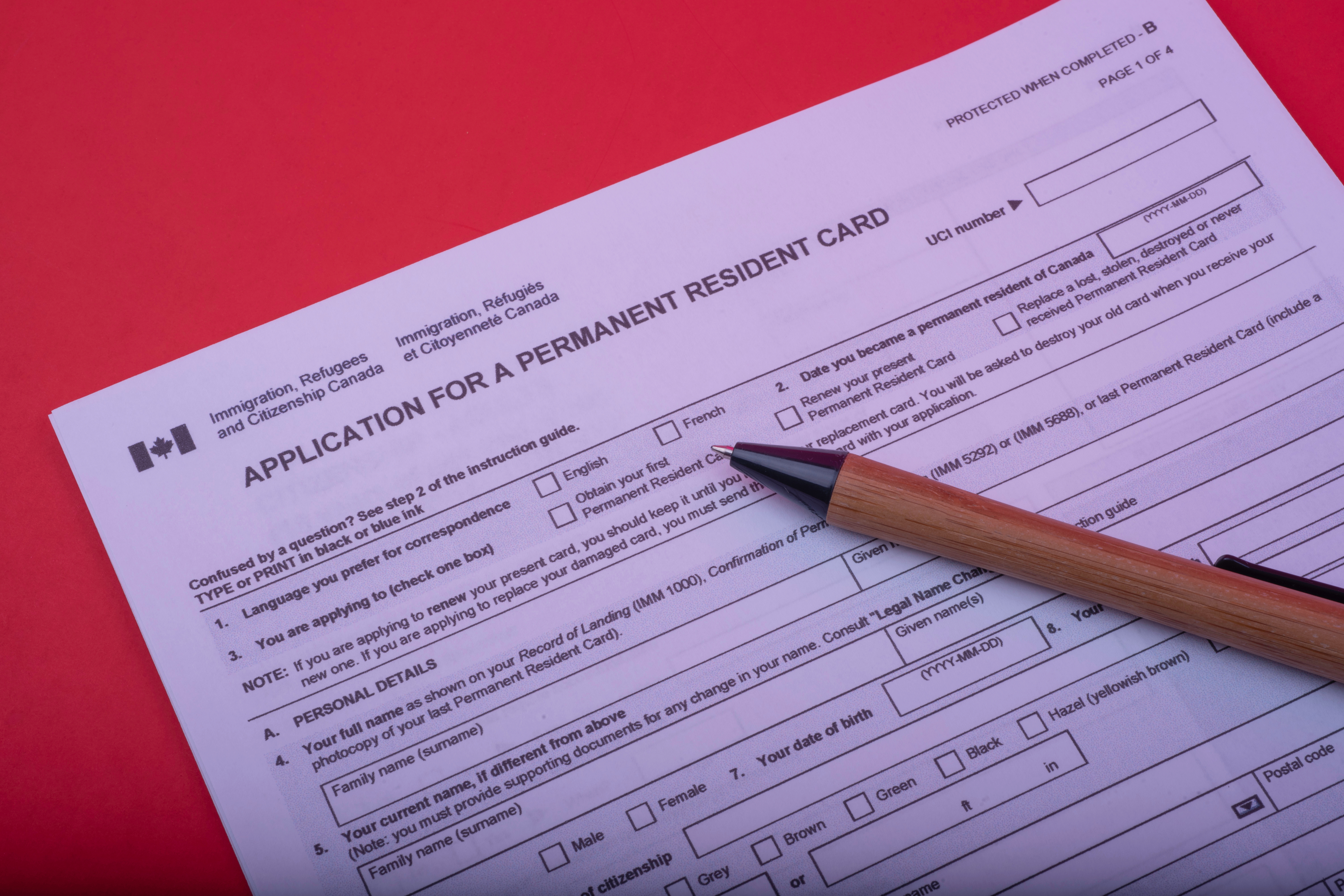 Application for a permanent resident card in Canada