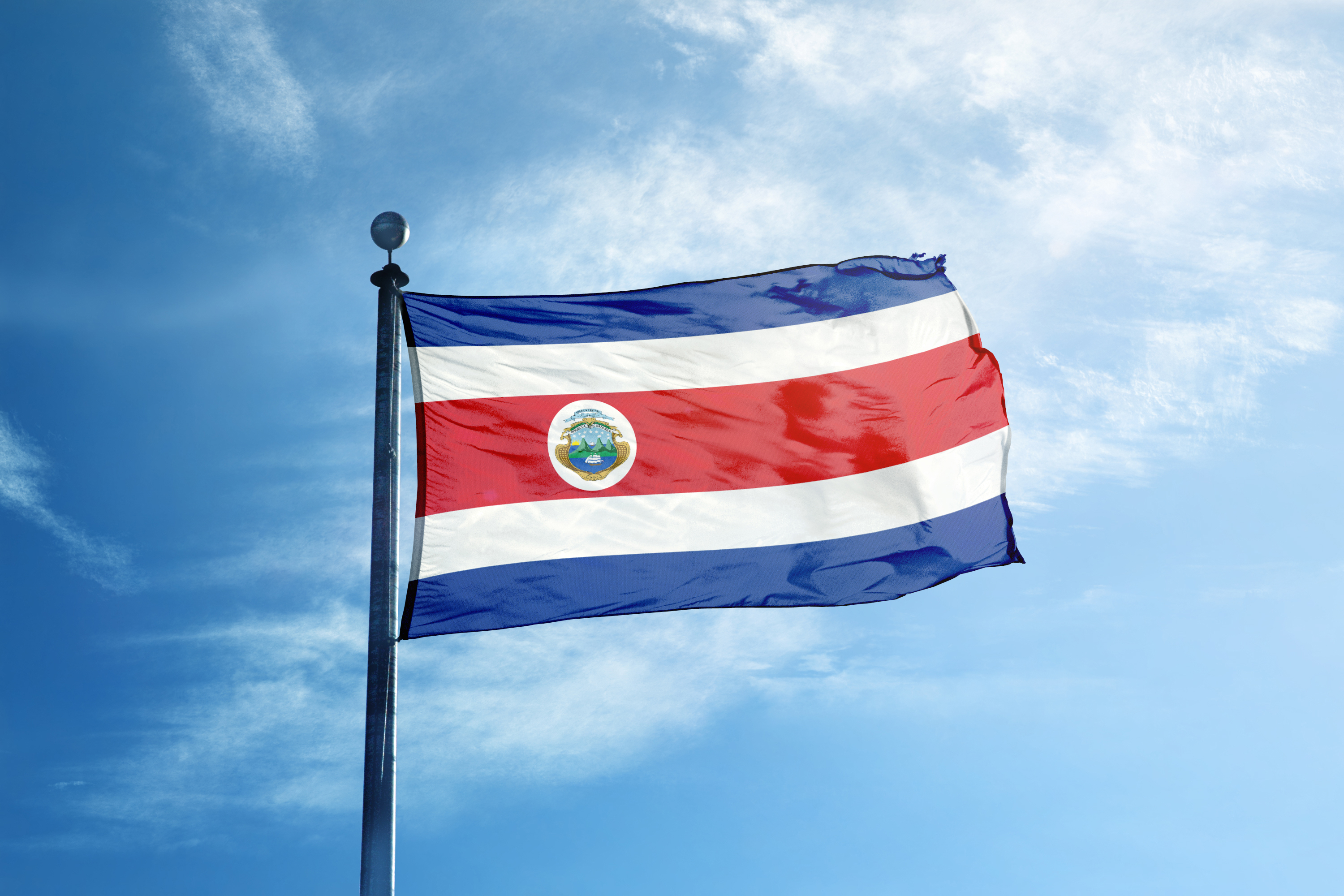 Costa Rican flag as a symbol of legalization in Costa Rica for foreign investors